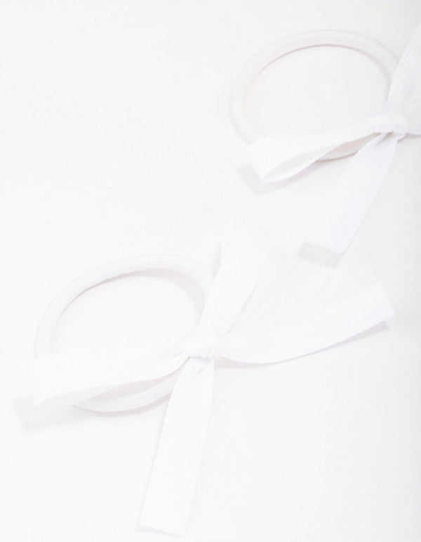 White Mini Bow Hair Tie Pack
