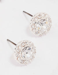 Silver Embellished Crystal Halo Stud Earrings - link has visual effect only