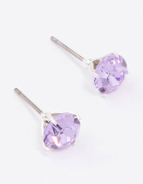 Silver Lilac Crystal Stud Earrings