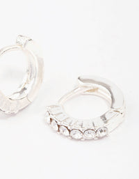 Silver Crystal Huggie Hoop Earrings - link has visual effect only