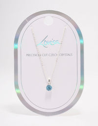 Silver Blue Crystal Solitaire Pendant Necklace - link has visual effect only