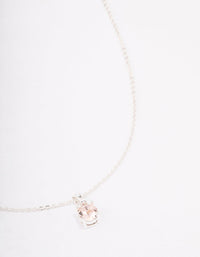Silver Pink Solitaire Crystal Pendant Necklace - link has visual effect only
