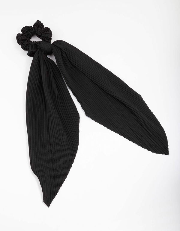 Black Fabric Plisse Scarf