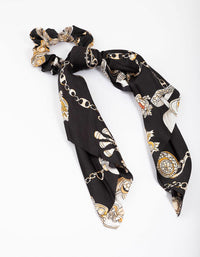 Black Fabric Regal Ornate Satin Scarf - link has visual effect only