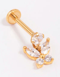 Gold Plated Titanium Cubic Zirconia Butterfly Drop Belly Piercing - link has visual effect only