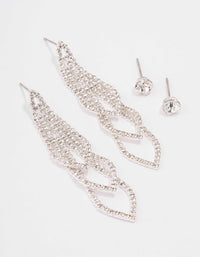 Silver Diamante Oval Earring Pack - link has visual effect only