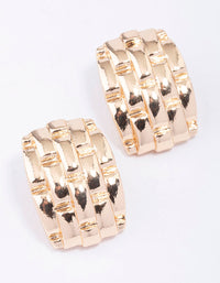 Gold Square Textured Stud Earrings - link has visual effect only
