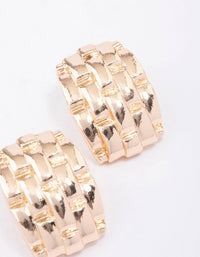 Gold Square Textured Stud Earrings - link has visual effect only