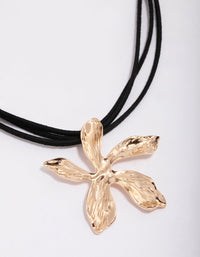 Gold Flower Layered Cord Necklace - link has visual effect only