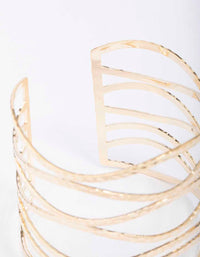 Gold Large Wavy Hammered Wrist Cuff - link has visual effect only