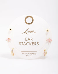 Gold Plated Brass Cubic Zirconia Marquise Earring 3-Pack - link has visual effect only