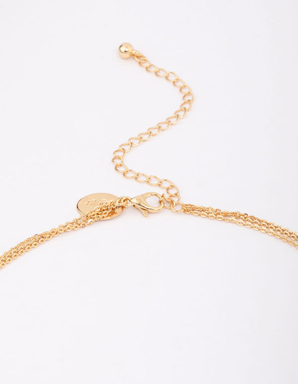 Gold Plated Brass Trio Baguette Layered Necklace