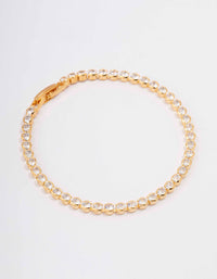 Gold Plated Brass Single Classic Tennis Bracelet - link has visual effect only