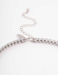 Silver Cubic Zirconia Navette Stone Choker - link has visual effect only
