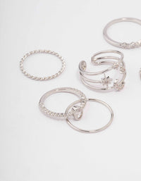 Silver Cubic Zirconia Moon & Stars Ring 5-Pack - link has visual effect only