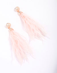 Rose Gold Textured Feather Drop Earrings - link has visual effect only