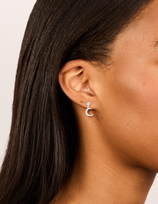 Sterling Silver Cubic Zirconia Drop Stud Earrings