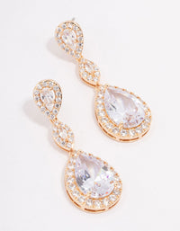 Gold Large Triangular Pear Crystal Drop Earrings - link has visual effect only