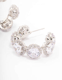 Silver Round Cubic Zirconia Small Hoop Earrings - link has visual effect only