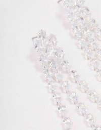 Silver Triple Layer Cubic Zirconia Cup Chain Drop Earrings - link has visual effect only
