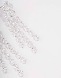 Silver Triple Layer Cubic Zirconia Cup Chain Drop Earrings - link has visual effect only