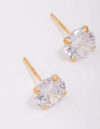 Gold Plated Sterling Silver Cubic Zirconia Stud Earrings - link has visual effect only