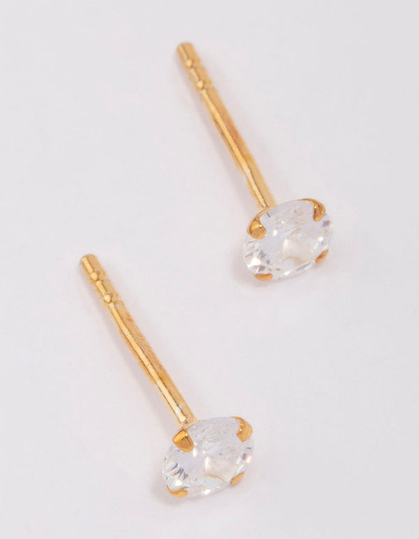 Gold Plated Sterling Silver Cubic Zirconia Srud Earrings