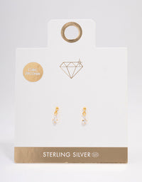 Gold Plated Sterling Silver Pear Cubic Zirconia Drop Earrings - link has visual effect only