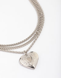 Silver Chain Set Heart Pendant Necklace - link has visual effect only