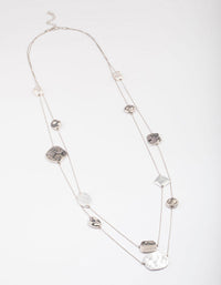 Rhodium Organic Round Circle Layered Necklace - link has visual effect only