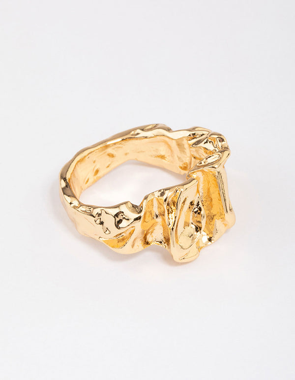 Gold Plated Melted Metal Band Ring
