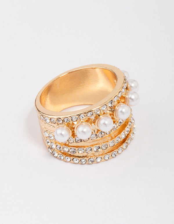 Gold Layered Pearl Band Ring