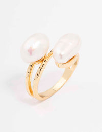 Gold Plated Double Pearl Wrapped Ring - link has visual effect only
