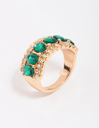 Gold Regal Emerald Oval Band Ring - link has visual effect only