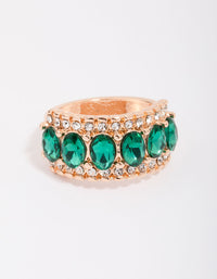 Gold Regal Emerald Oval Band Ring - link has visual effect only