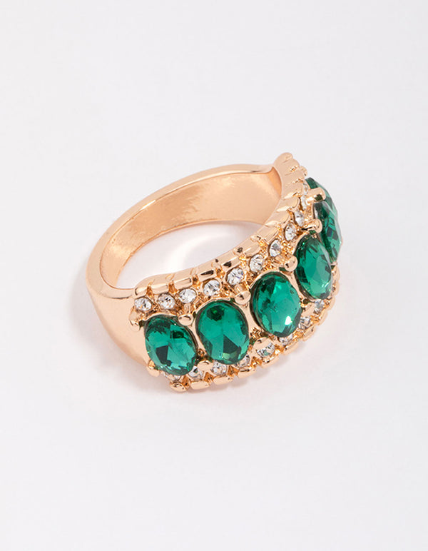 Gold Regal Emerald Oval Band Ring