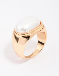 Gold Oval Pearl Chunky Cocktail Ring - link has visual effect only