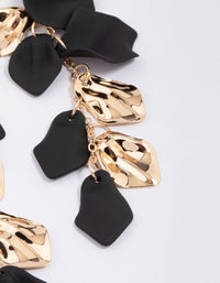 Black & Gold Petal Long Drop Earrings - link has visual effect only
