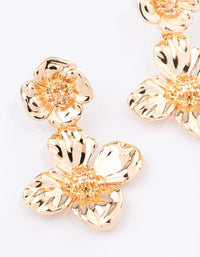 Gold Flat Flower Drop Earrings - link has visual effect only