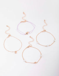 Rose Gold Puffy Heart Bracelet 4-Pack - link has visual effect only
