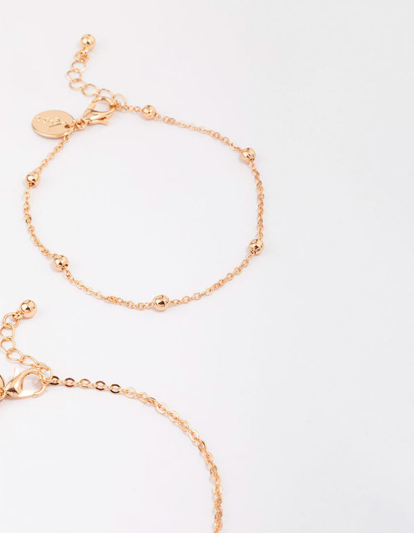 Gold Beaded Coin Bracelet 4-Pack