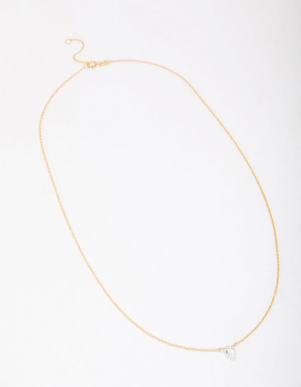 Gold Plated Sterling Silver Pear Cubic Zirconia Chain Necklace