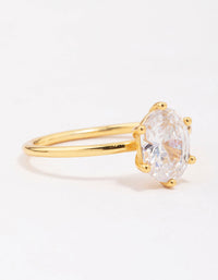 Gold Plated Sterling Silver Oval Solitaire Ring - link has visual effect only