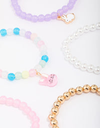 Kids Easter Bunny Flower Stretch Beaded Bracelets 5-Pack - link has visual effect only