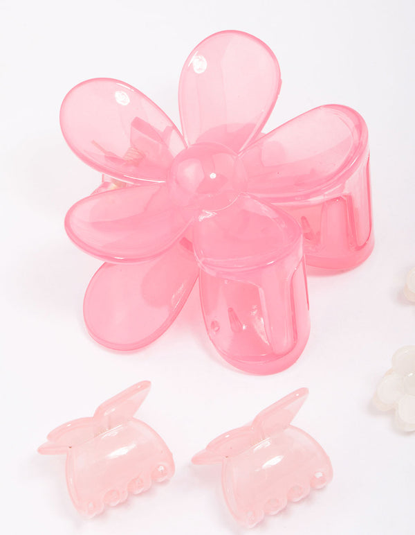 Pink Mixed Daisy Flower Hair Claw Clip 5-Pack
