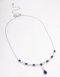 Silver Sapphire Stone Drop Necklace - link has visual effect only