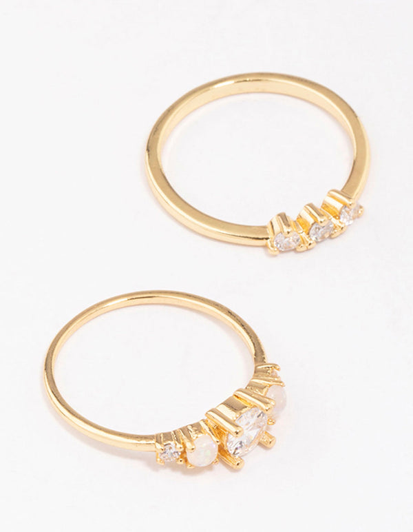 Gold Plated Petite Cubic Zirconia Stacking Ring