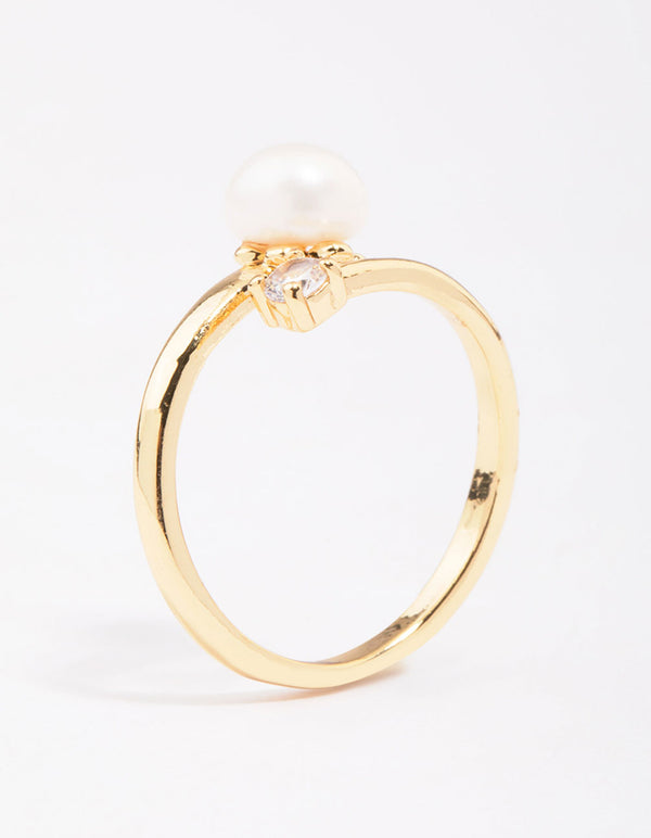 Gold Plated Dainty Cubic Zirconia Wrap Ring