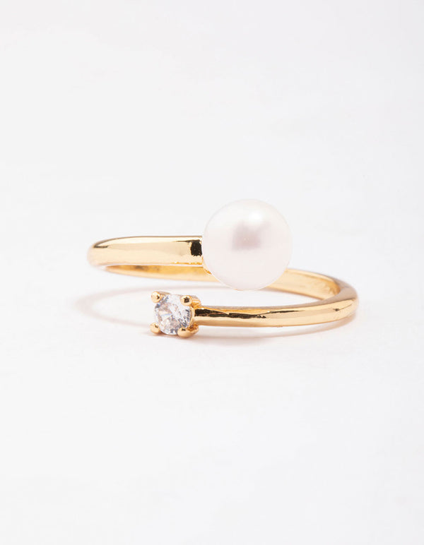 Gold Plated Dainty Cubic Zirconia Wrap Ring