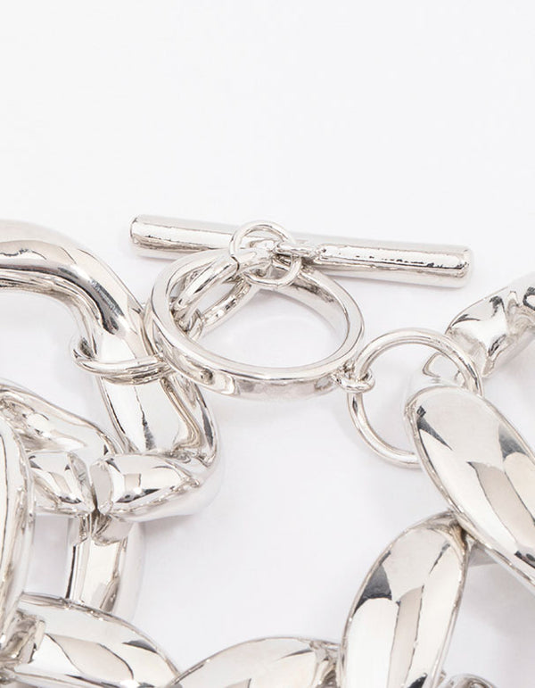 Silver Chunky Short Chain Bracelet
